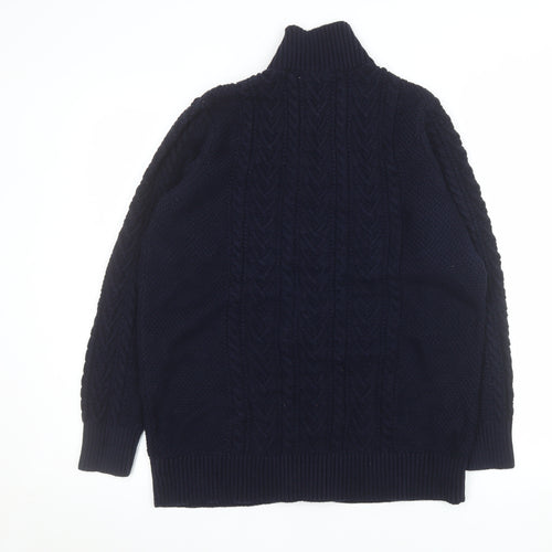 WoolOvers Men's Blue Wool Cable-Knit Button Cardigan M