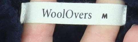 WoolOvers Men's Blue Wool Cable-Knit Button Cardigan M