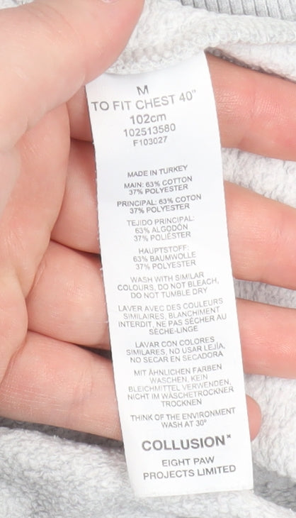 Collusion Men's Grey Pullover Hoodie Size M Regular Fit