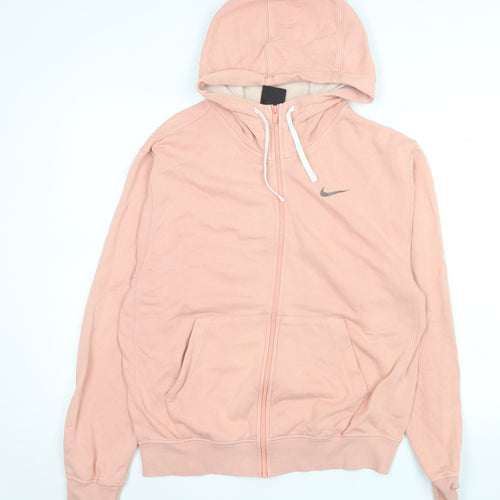 Nike Womens Pink Full Zip Hooded Jacket Size S Casual Cotton
