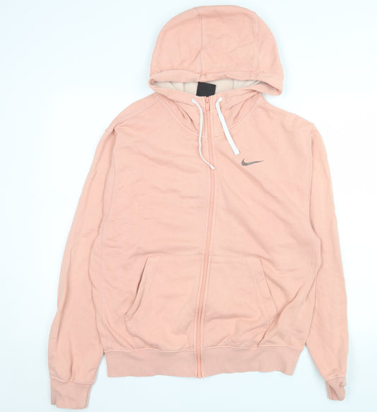 Nike Womens Pink Full Zip Hooded Jacket Size S Casual Cotton