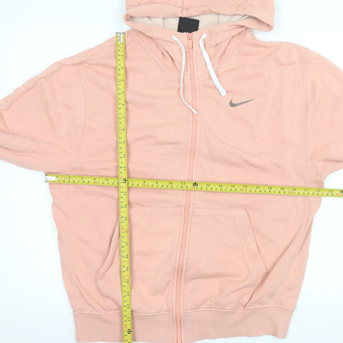 Nike Womens Pink Full Zip Hooded Jacket Size S Casual Cotton