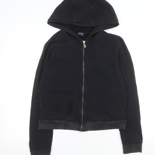 Armani Jeans Women's Black Hooded Zip Jacket Size 12
