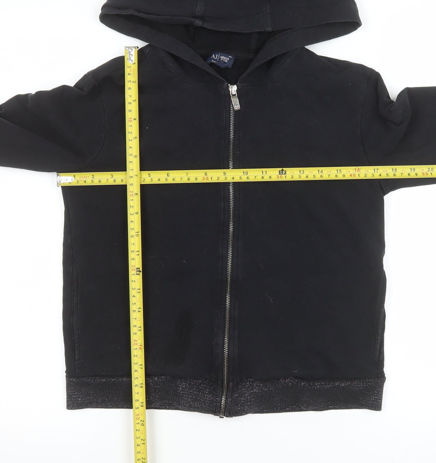 Armani Jeans Women's Black Hooded Zip Jacket Size 12