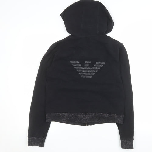 Armani Jeans Women's Black Hooded Zip Jacket Size 12