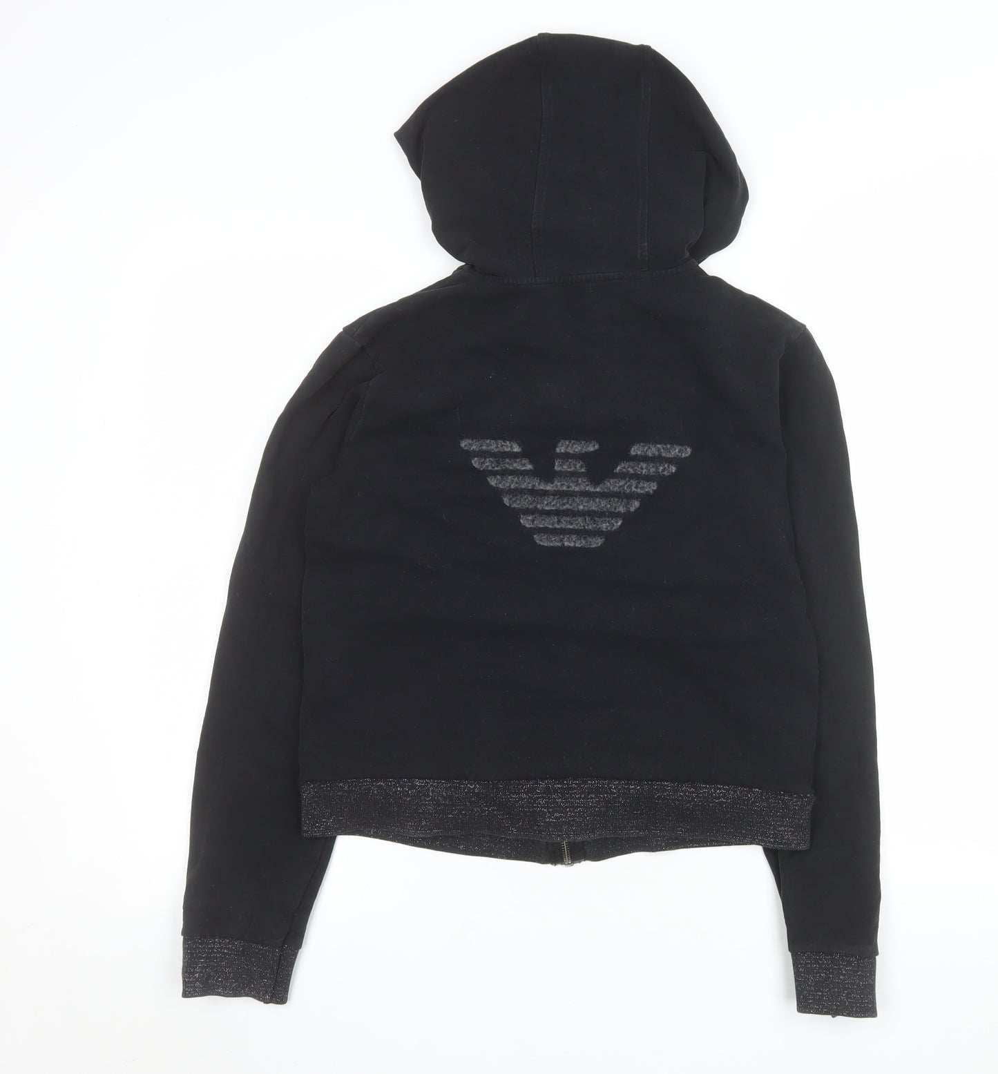 Armani Jeans Women's Black Hooded Zip Jacket Size 12