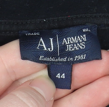 Armani Jeans Women's Black Hooded Zip Jacket Size 12