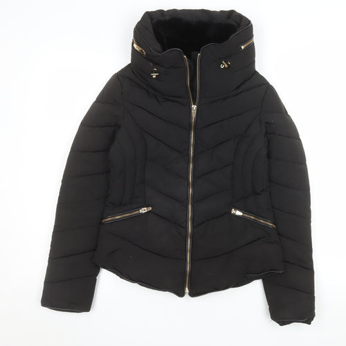Zara Women’s Black Puffer Jacket Size S Quilted Short Coat
