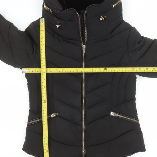 Zara Women’s Black Puffer Jacket Size S Quilted Short Coat
