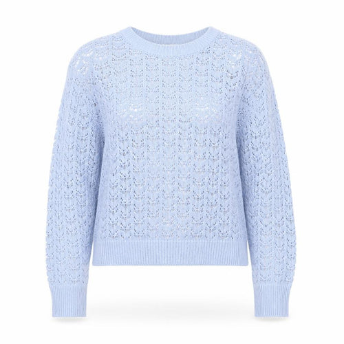 Brave Soul Women's Blue Open-Knit Crew Neck Jumper Size S