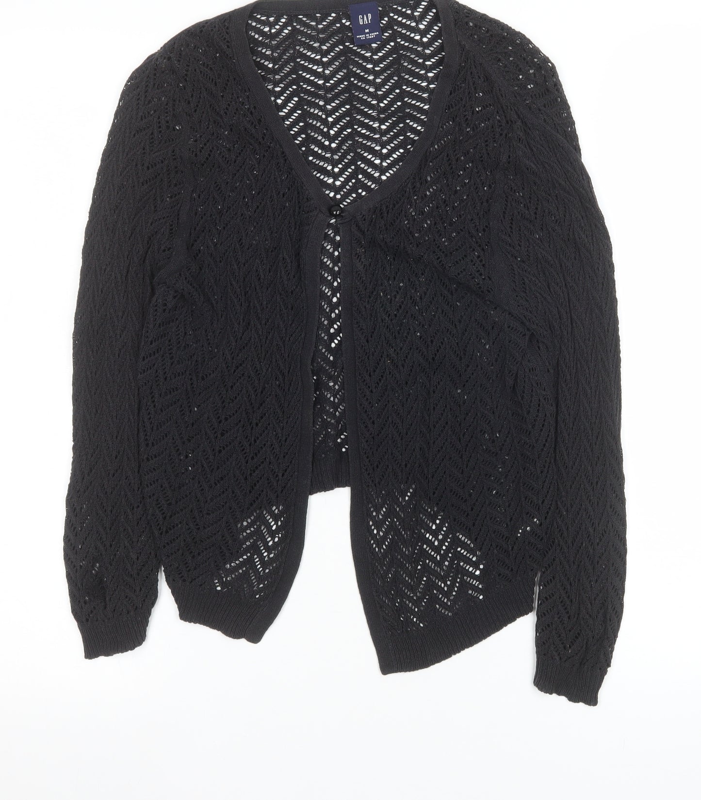 GAP Women's Black Open-Knit Cotton Cardigan Size M