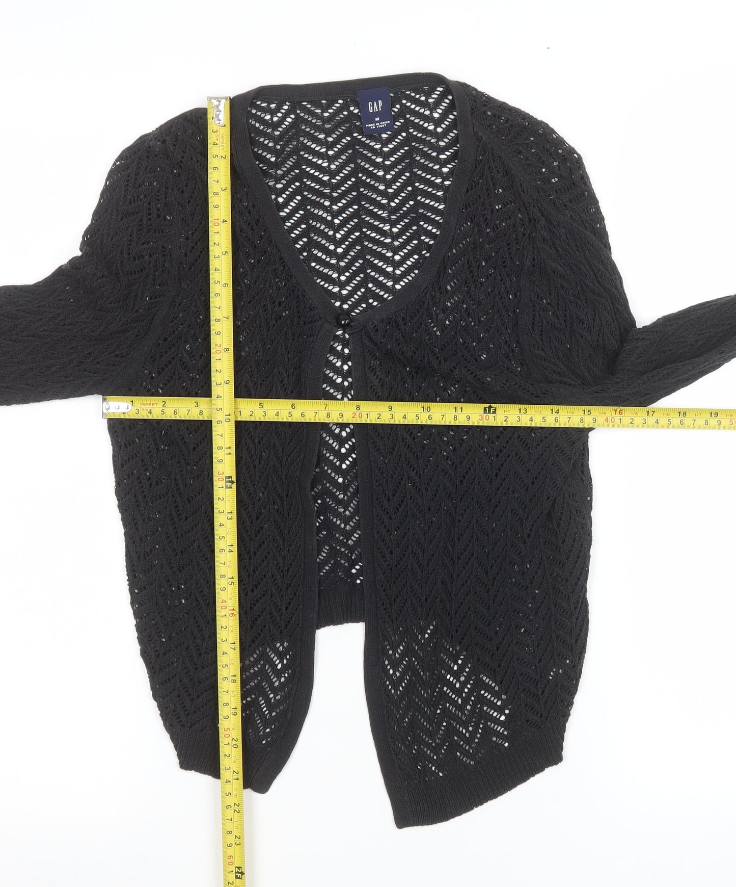 GAP Women's Black Open-Knit Cotton Cardigan Size M