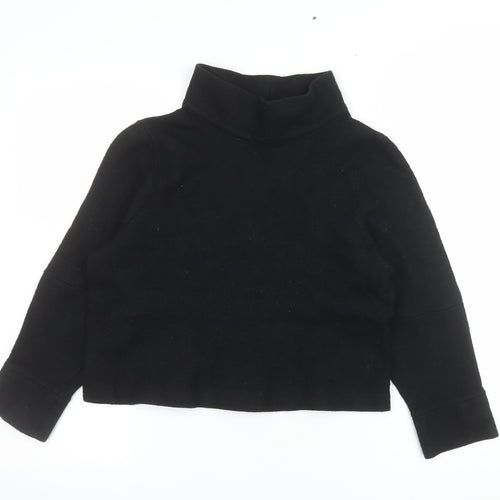 COS Womens Black Wool Blend Long Sleeve Mock Neck Pullover Sweatshirt Size S