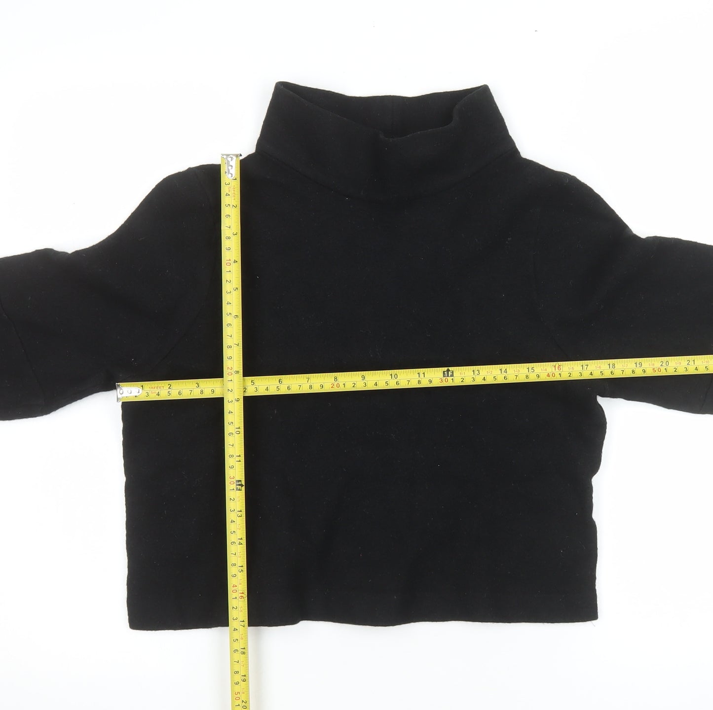 COS Womens Black Wool Blend Long Sleeve Mock Neck Pullover Sweatshirt Size S