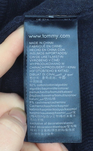 Tommy Hilfiger Men's Blue Cotton Cashmere V-Neck Jumper L