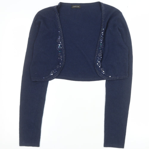 Florence + Fred Women Blue Beaded Sequin Cardigan Size 14
