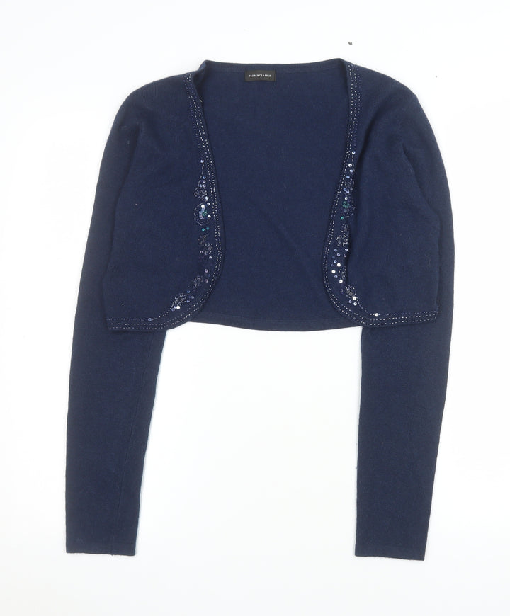 Florence + Fred Women Blue Beaded Sequin Cardigan Size 14