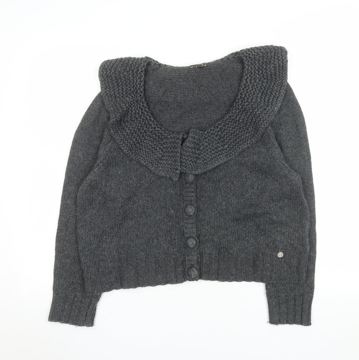 NW3 Women Grey L Cardigan Lambswool Angora Blend Knit