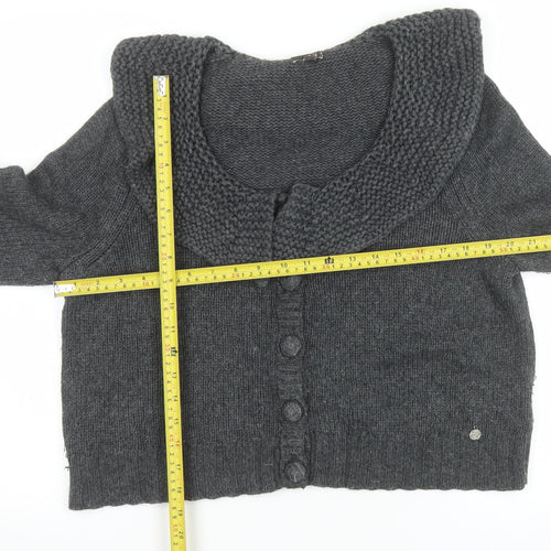 NW3 Women Grey L Cardigan Lambswool Angora Blend Knit