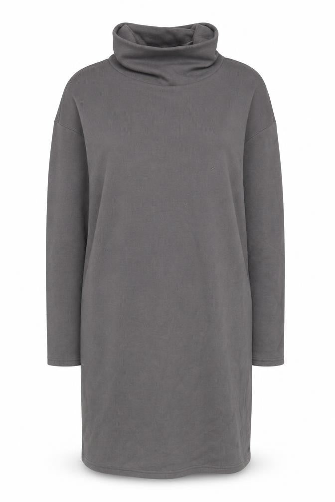 Front view of Marks & Spencer Women’s Grey Roll Neck Shift Dress, size UK 14