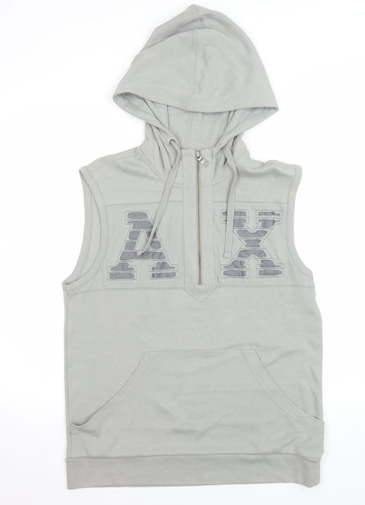 Armani Exchange Men's Grey Sleeveless Zip Hoodie Vest Size M