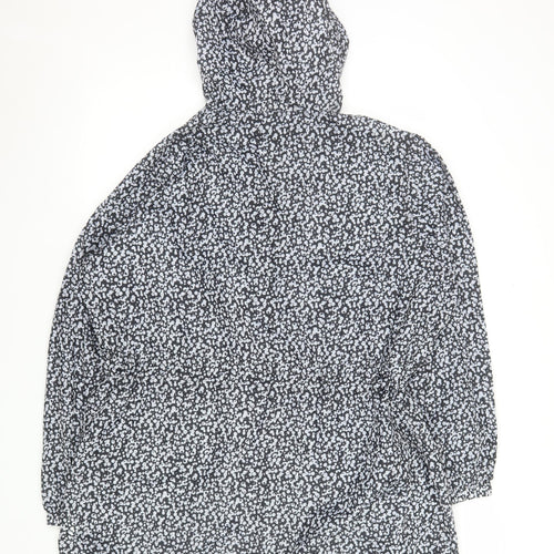 Roman Womens Black Animal Print Hooded Lightweight Rain Jacket L