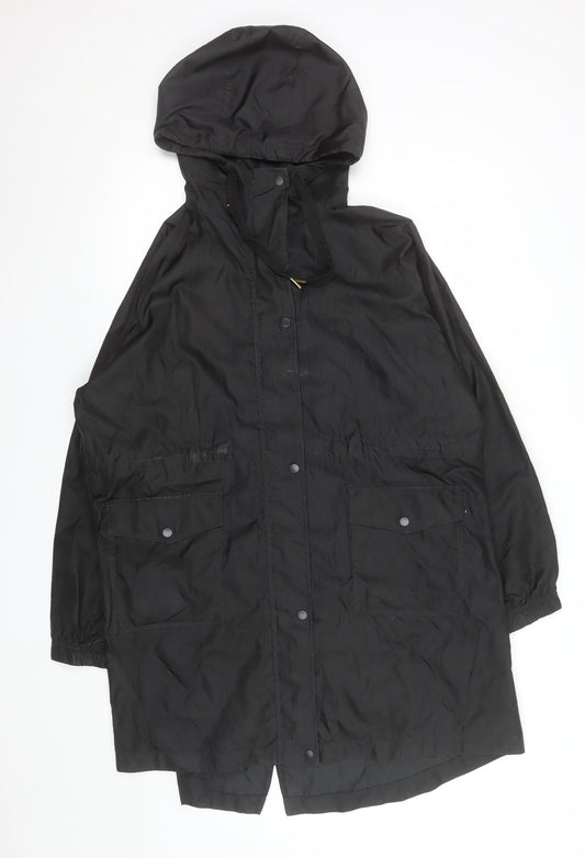 Marks and Spencer Women Black Size 16 Waterproof Hooded Rain Coat