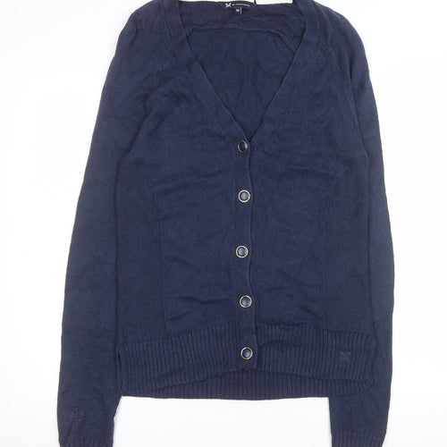 Crew Clothing Company Women's Navy Cardigan Size 10 Linen Cotton Knit