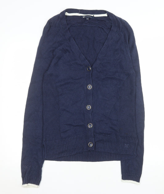 Crew Clothing Company Women's Navy Cardigan Size 10 Linen Cotton Knit