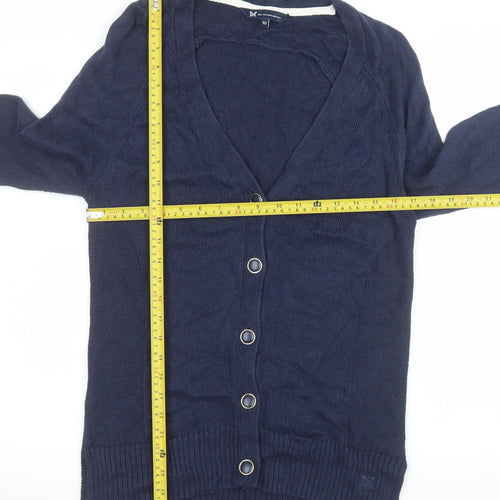 Crew Clothing Company Women's Navy Cardigan Size 10 Linen Cotton Knit