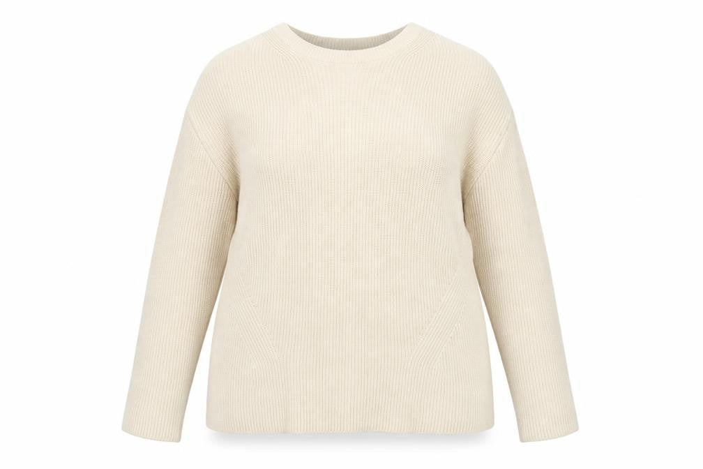 Front view of Jasper Conran Women Beige Cotton Knit Crew Neck jumper, size 18