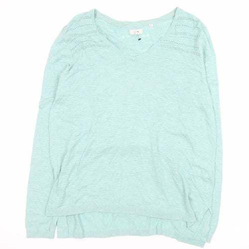 Fat Face Women’s Green Cotton Long Sleeve Jersey Blouse Size 12