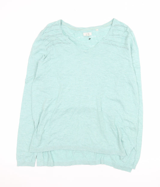 Fat Face Women’s Green Cotton Long Sleeve Jersey Blouse Size 12