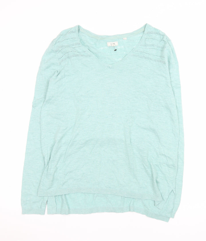 Fat Face Women’s Green Cotton Long Sleeve Jersey Blouse Size 12
