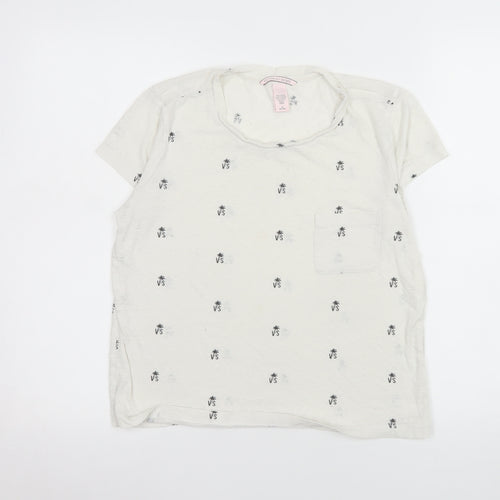 Victoria's Secret Women's Ivory Palm Print Short Sleeve T-Shirt Size 12