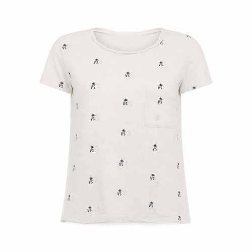 Victoria's Secret Women's Ivory Palm Print Short Sleeve T-Shirt Size 12