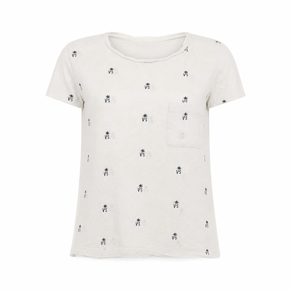 Victoria's Secret Women's Ivory Palm Print Short Sleeve T-Shirt Size 12