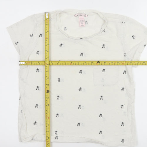 Victoria's Secret Women's Ivory Palm Print Short Sleeve T-Shirt Size 12
