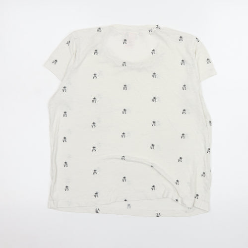 Victoria's Secret Women's Ivory Palm Print Short Sleeve T-Shirt Size 12