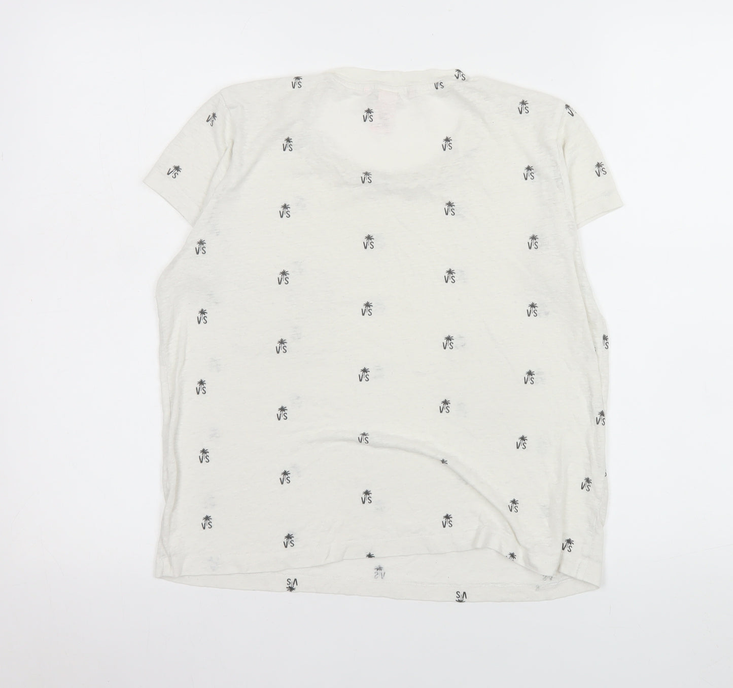 Victoria's Secret Women's Ivory Palm Print Short Sleeve T-Shirt Size 12