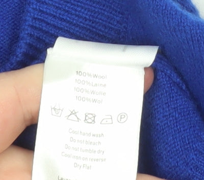 Hush Women's Blue Wool Crew Neck Puff Sleeve Jumper Size S