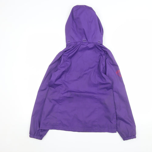 Quechua Girls Purple Hooded Rain Coat Jacket 12 Years Waterproof Outdoor