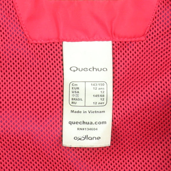Quechua Girls Purple Hooded Rain Coat Jacket 12 Years Waterproof Outdoor