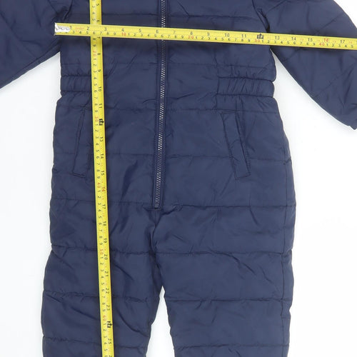 Tu Boys Blue Hooded Puffer Snowsuit 2-3 Years Faux Fur Trim Winter
