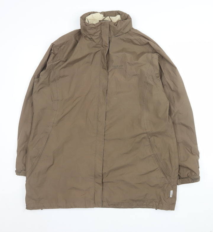 Regatta Womens Brown Waterproof Long Rain Coat Size 16 XL