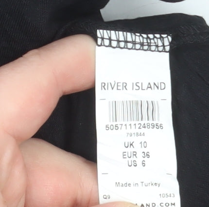 River Island Women’s Black Lace Collar T-Shirt Size 10
