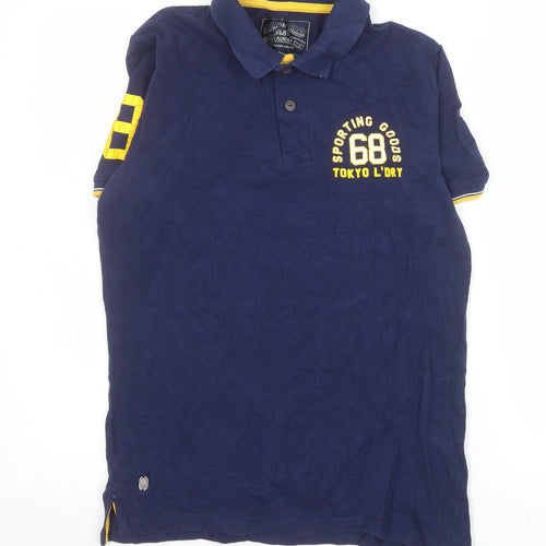 Tokyo Laundry Men's Navy Short Sleeve Polo Shirt Size S Cotton Casual