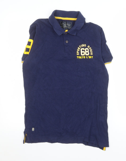 Tokyo Laundry Men's Navy Short Sleeve Polo Shirt Size S Cotton Casual