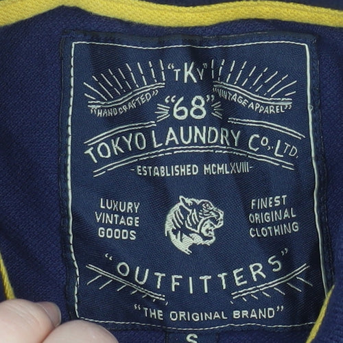 Tokyo Laundry Men's Navy Short Sleeve Polo Shirt Size S Cotton Casual