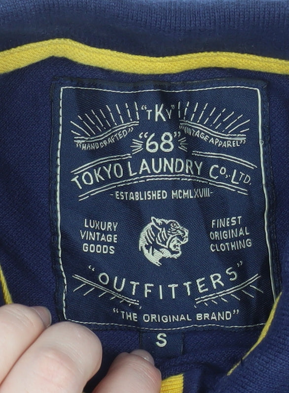 Tokyo Laundry Men's Navy Short Sleeve Polo Shirt Size S Cotton Casual